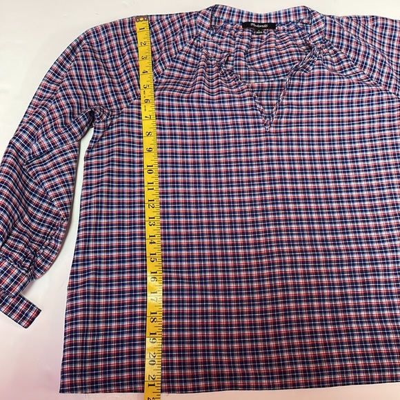 Women’s Madewell 3/4 length sleeve popover plaid shirt size small - Picture 6 of 8